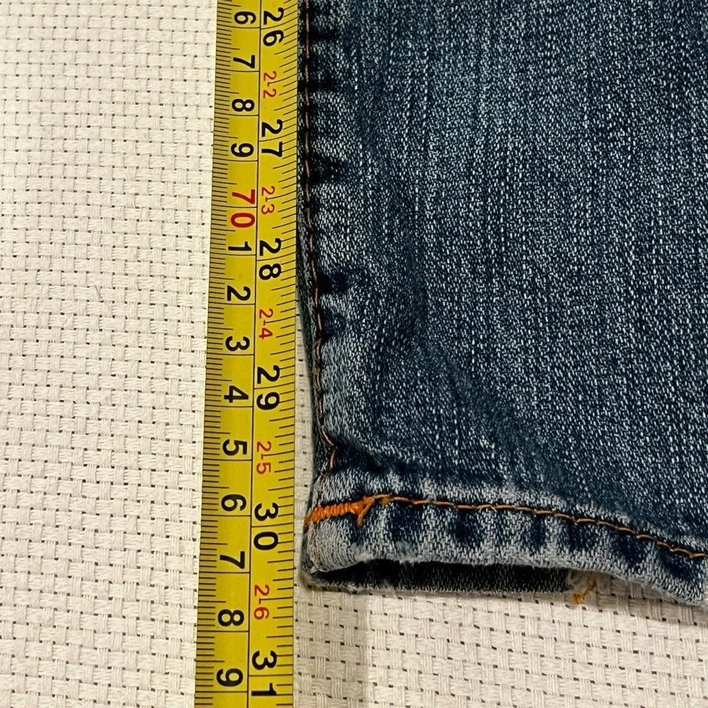 True Religion Mens Distressed‎ Straight Leg Jeans Blue Size 35 Made in USA